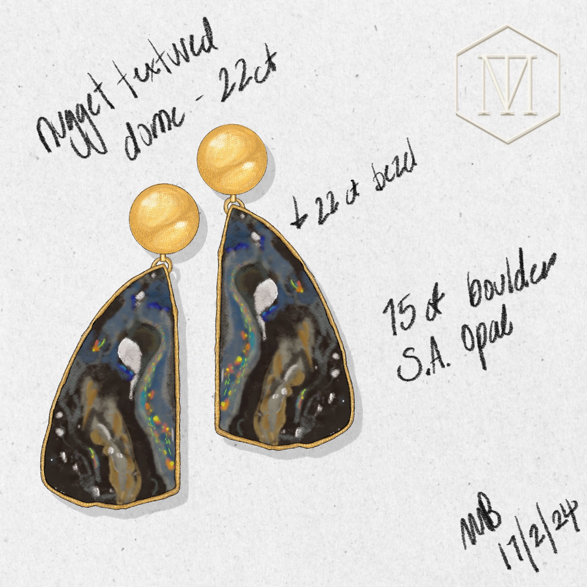 Boulder Opal Setting Sketch