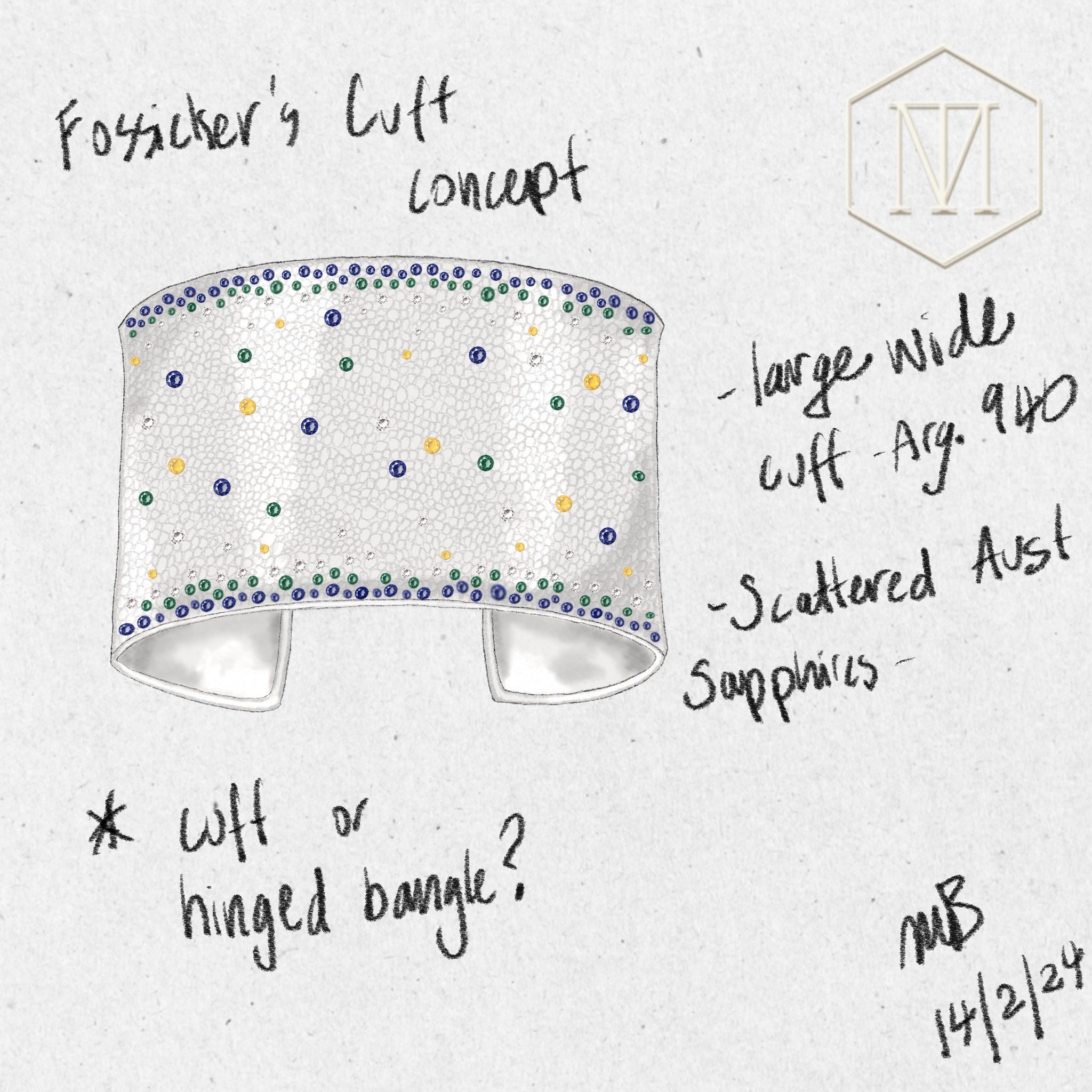 Fossickers Cuff Concept Sketch